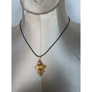 24K Gold Plated Quimbaya Tolima Pendant Necklace With Black Cord